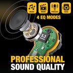 Buy now DEWALT Heavy Duty Bluetooth Jobsite Pro X2 ANC True Wireless Earbuds, Active Noise Cancelling Work Earbuds, Turn Dial Controls, 10Hr Runtime (40+ w/Case), 4 EQ Modes, IP54 at indiglob india