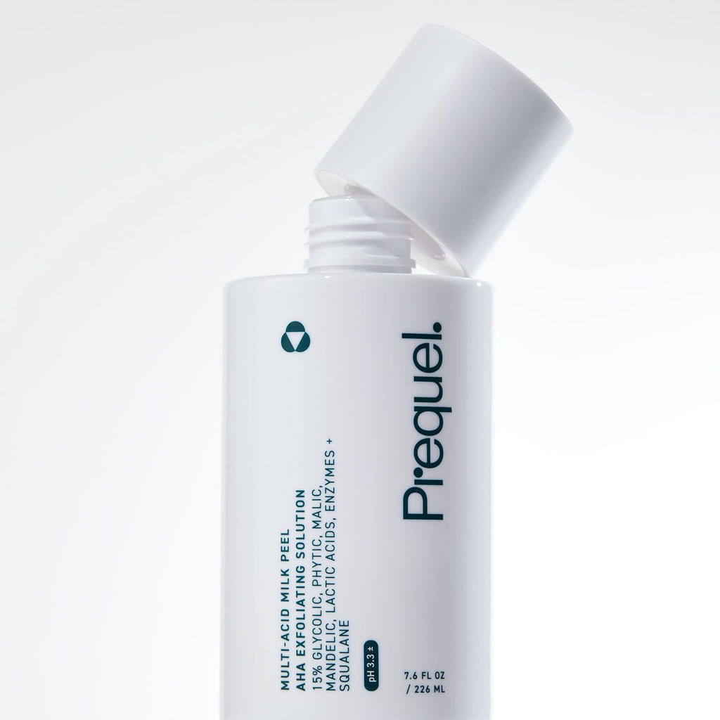 Prequel Skin Multi Acid Milk Peel - Glycolic Lactic AHA Exfoliant 7.6oz | Face Peel, Glycolic Acid, Lactic Acid for Face, AHA Peel with Enzymes, Hydrating Liquid Exfoliant for Sensitive Skin Texture
