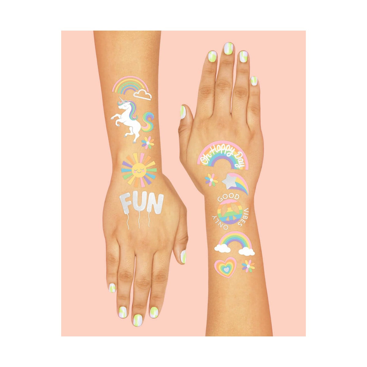 xo, Fetti 46 Pastel Rainbow Temporary Tattoos | Kids Party Unicorn Favors