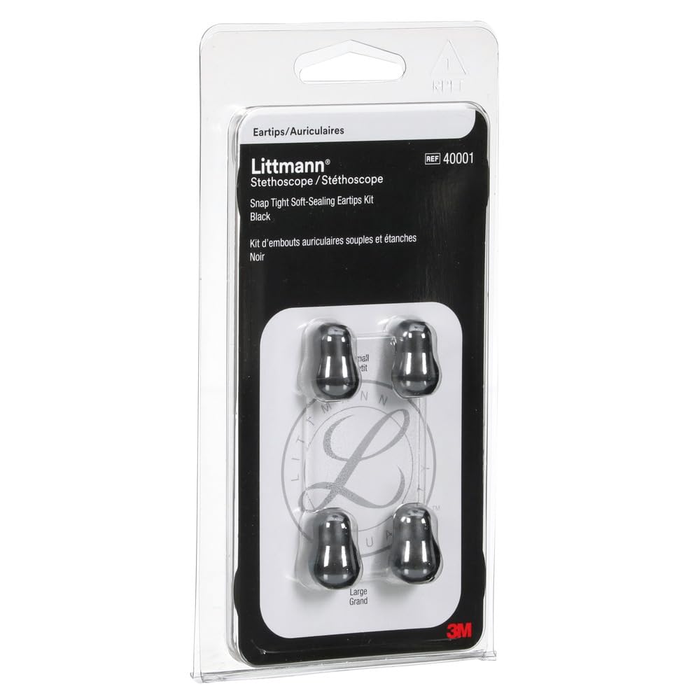 Buy now 3M™ Littmann® Stethoscope Spare Parts Kit, Snap Tight Soft-Sealing Eartips, Black, Large and Small, 40001 Default at indiglob india