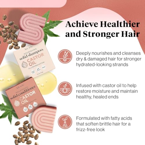 Buy now Kitsch Castor Oil Shampoo and Conditioner Set - Organic Castor Oil Hair Care for Dull & Dry Hair - Nourishing Bar Soap for Hair Growth - Free of Sulfate, Silicone, & Paraben - Made in USA - 2pcs at indiglob india