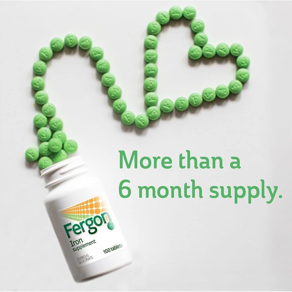 Buy now Fergon High Potency Iron Highly Soluble & Easily Digested, 27 mg Iron, 100 Tablets at indiglob india