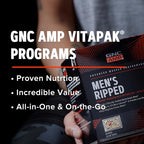 Buy now GNC AMP MenÆ’??s Ripped Vitapak Program, 4 in 1 Product Vitamin Pack, Metabolism & Lean Muscle Tone, Burn Calories, Water Shedding, Adult Multivitamin, Caffeine, CLA, Proven Ingredients, 30-Day Supply at indiglob india