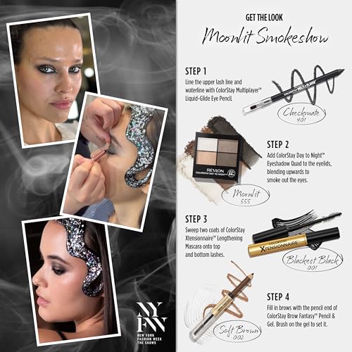 Buy now Revlon ColorStay Brow Fantasy, All In One Eyebrow Powder Pencil with Shaping Clear Gel, Gel Infused with Panthenol, Smudge-proof, 16HR Visibly Full Brows, 004 Dark Brown at indiglob india