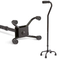 Medline Aluminum Quad Cane with Small Base, 300 lb Capacity, for Balance, Knee Injuries, Leg Surgery Recovery & Mobility, Portable, Sturdy Walking Aid for Seniors & Adults