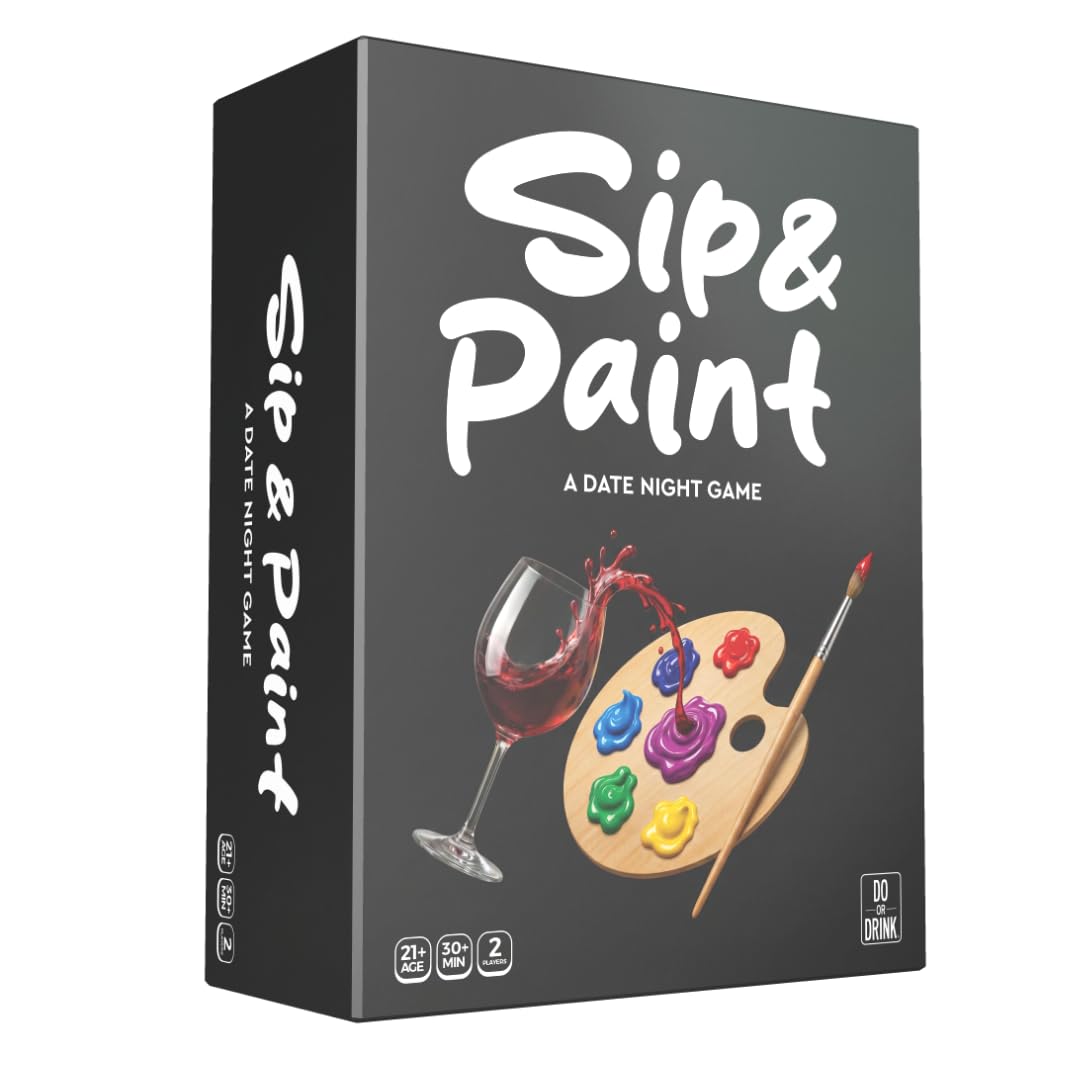 Do or Drink Sip and Paint Couples Painting Kit Game – Date Night Game with Conversation Cards, Romantic DIY Paint Kit for Two, Fun Relationship Activity, for Couples