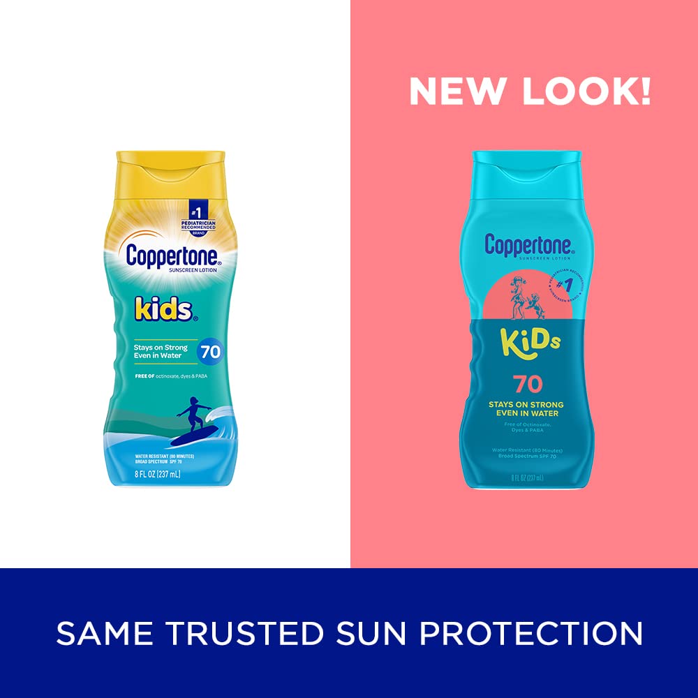 Coppertone Kids Sunscreen Lotion SPF 70, Water Resistant, 8 Fl Oz Bottle