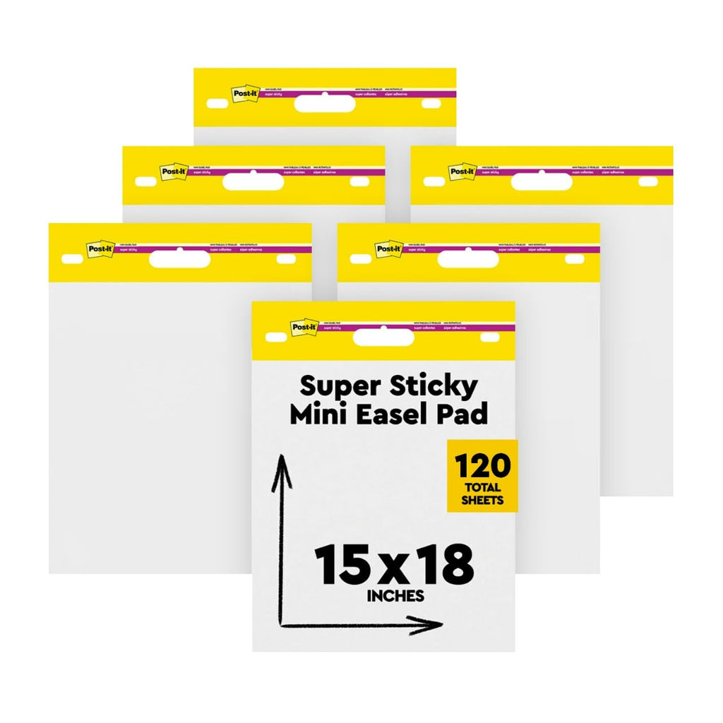 Post-it Super Sticky Mini Easel Pad, 15 x 18 in, White, 6 Pads