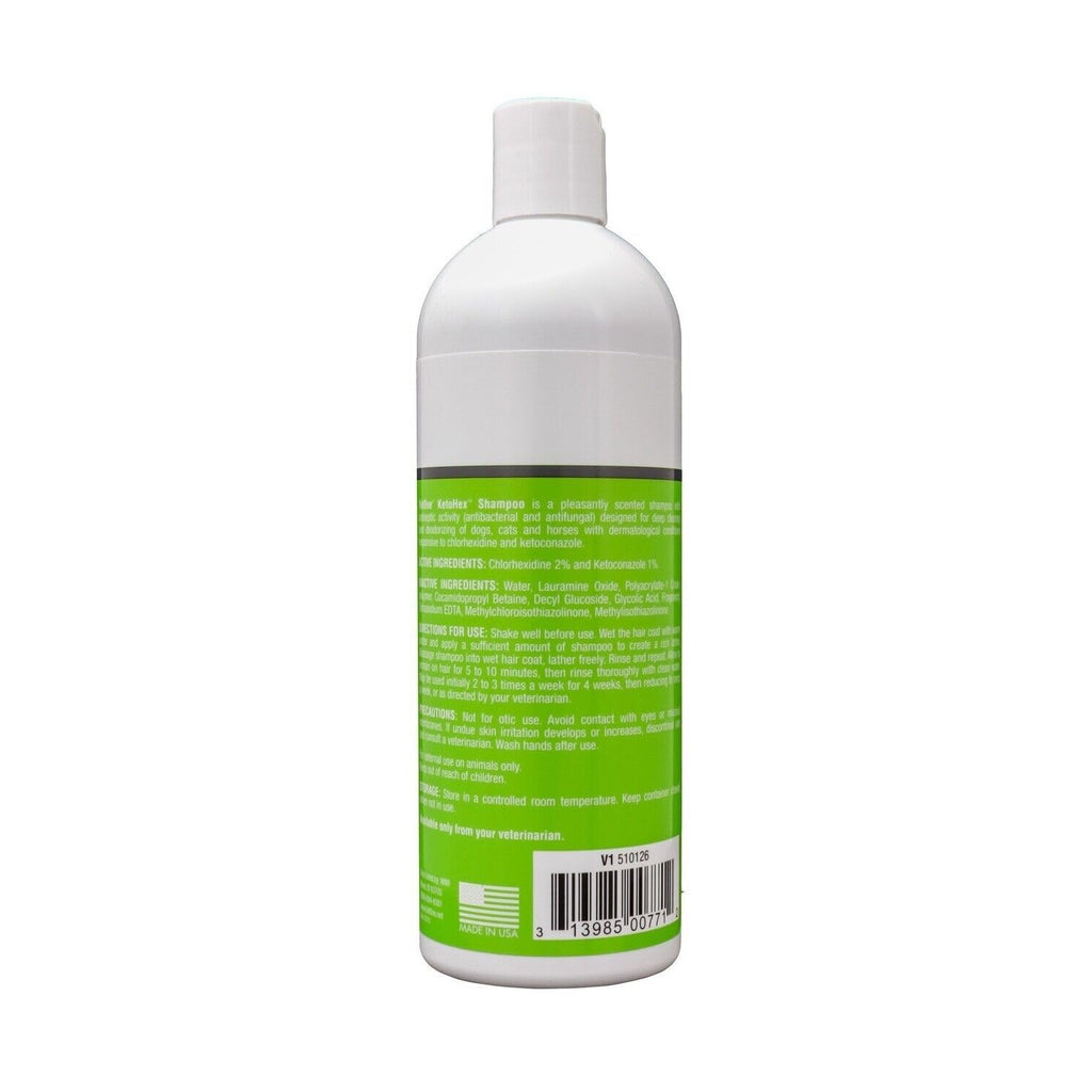 KetoHex Cat and Dog Shampoo - 16 oz Anti Bacterial Cat & Dog Flea And Tick Treatment, For Sensitive Skin Infections & Lesions, Protects & Moisturizes, Antifungal Treatment For Dogs & Cats - VetOne