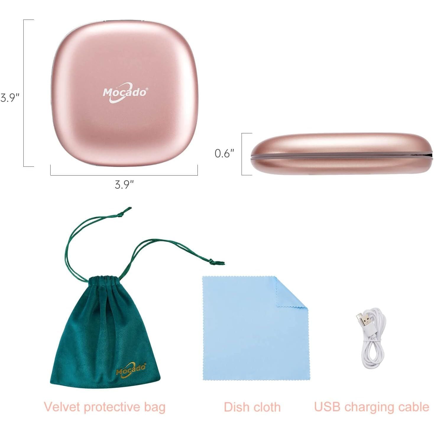 Buy now Mocado Compact LED Magnifying Makeup Mirror 4â€³ â€“ 1X/10X Double-Sided Dimmable Touch Mirror | USB Rechargeable Portable Travel Cosmetic (Rose Gold) at indiglob india