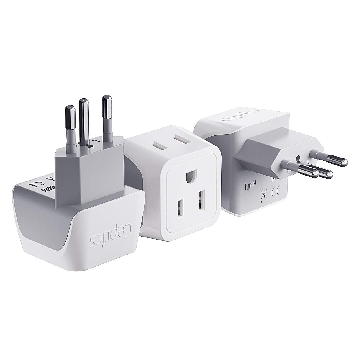Buy now Ceptics Schuko Germany, France Plug Adapter, Dual Input - Ultra Compact Light Weight - Usa to Russia, South Korea Travel Adaptor Plug - Type E/F (3 Pack) Type N - Brazil 3 Pack at indiglob india