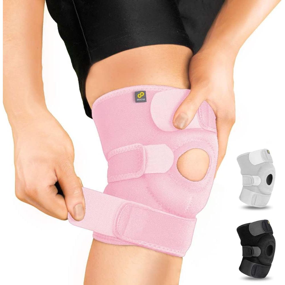 Buy now Bracoo Knee Support Brace for Men Women, Adjustable Compression Sleeve Wrap Patellar Pad Tendon - Arthritis Pain, meniscus tear, Injury Recovery, Running, Workout, KS10 1 Count (Pack of 1) Pink at indiglob india