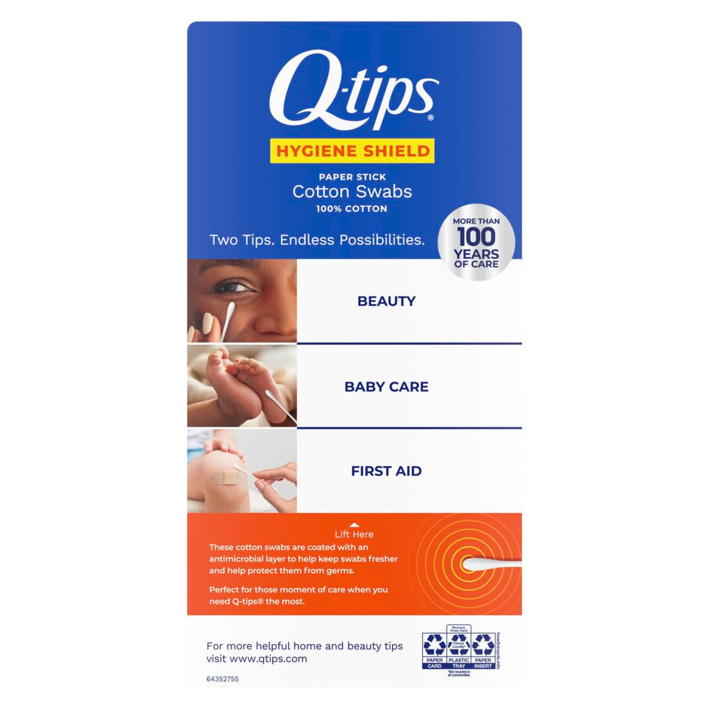 Q-tips Antimicrobial Cotton Swabs Cotton Buds for Cleaning Antimicrobial Treated to Help Keep Swabs Fresher 300 Count