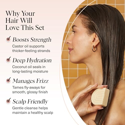 Buy now Kitsch Castor Oil Shampoo Bar & Coconut Oil Conditioner Bar â€“ Nourishing Shampoo and Conditioner Set for Dry, Damaged Hair â€“ Strengthening Hair Care, Hydrating & Deep-Moisturizing - 2pc set at indiglob india