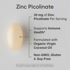 Sports Research® Zinc Picolinate 30mg w/Organic Coconut Oil, 90 Softgels | High Potency Zinc Supplement for Healthy Immune & Enzyme Function - Non-GMO Tested & Gluten-Free, 90 Servings