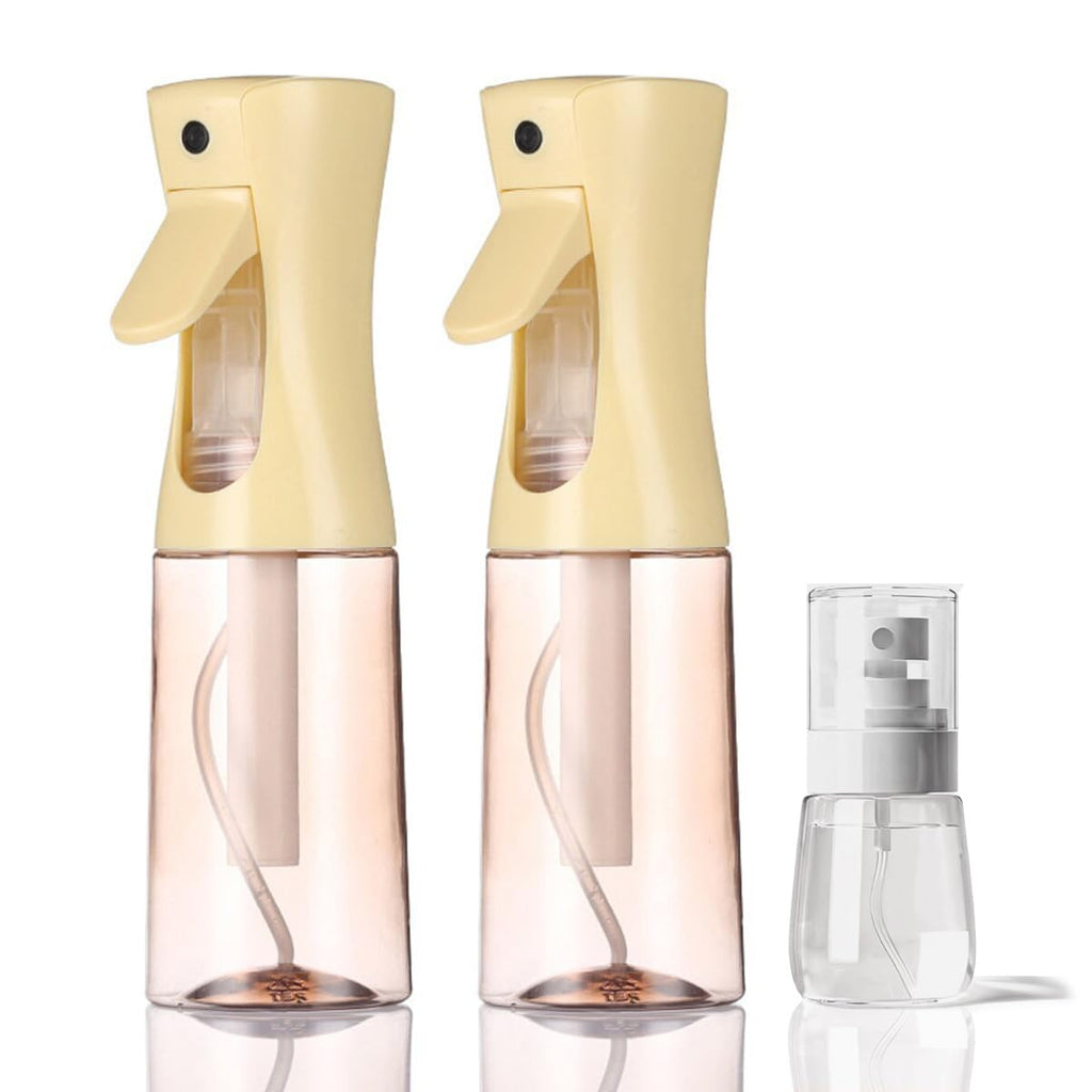 3 Pack Spray Bottles, 2-Pack Continuous Spray Bottles,Fine Water Mist Spray Bottles for Hair 6.8 OZ (200 ML) and 1oz 30ml Travel Spray Bottle Mister for Cleaning,Hairstyling,Plants,Pets Pink Black