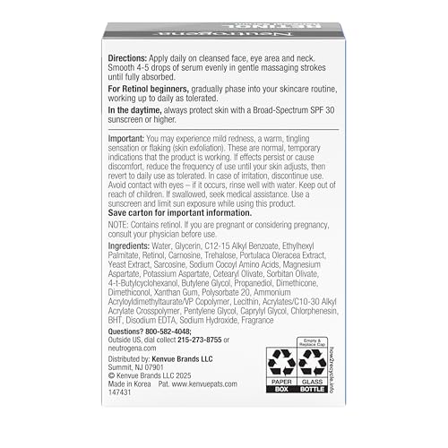 Buy now Neutrogena Rapid Wrinkle Repair Retinol Renewal Serum, Lightweight Anti-Aging Facial Serum with Pure Retinol & Antioxidants to Improve Wrinkles, Dullness & Dark Spots, 1 fl oz at indiglob india