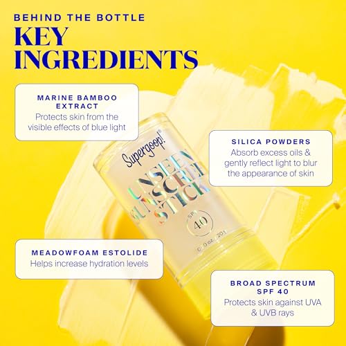 Buy now Supergoop! Unseen Sunscreen Stick - SPF 40 - Clear & Invisible Sun Protection - Broad Spectrum Face Sunscreen - Glides Over Makeup - Natural Finish - For All Skin Types - 0.7 fl oz at indiglob india