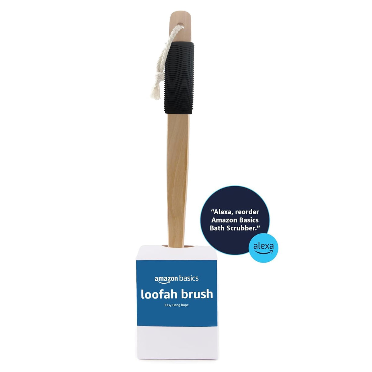 Amazon Basics Exfoliating Loofah Brush, Body Scrubber for Shower, Bath Sponge