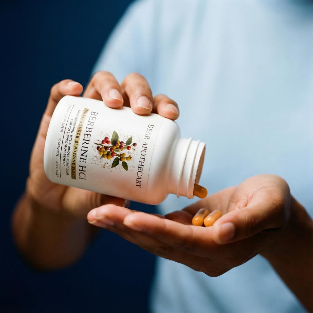 Berberine HCl 1200mg Supplement - Dual Source Bark & Root Extract - Berberis Aristata - USA Grown Botanical Extract - Vegan Non-GMO Gluten-Free Capsules - 60 Count