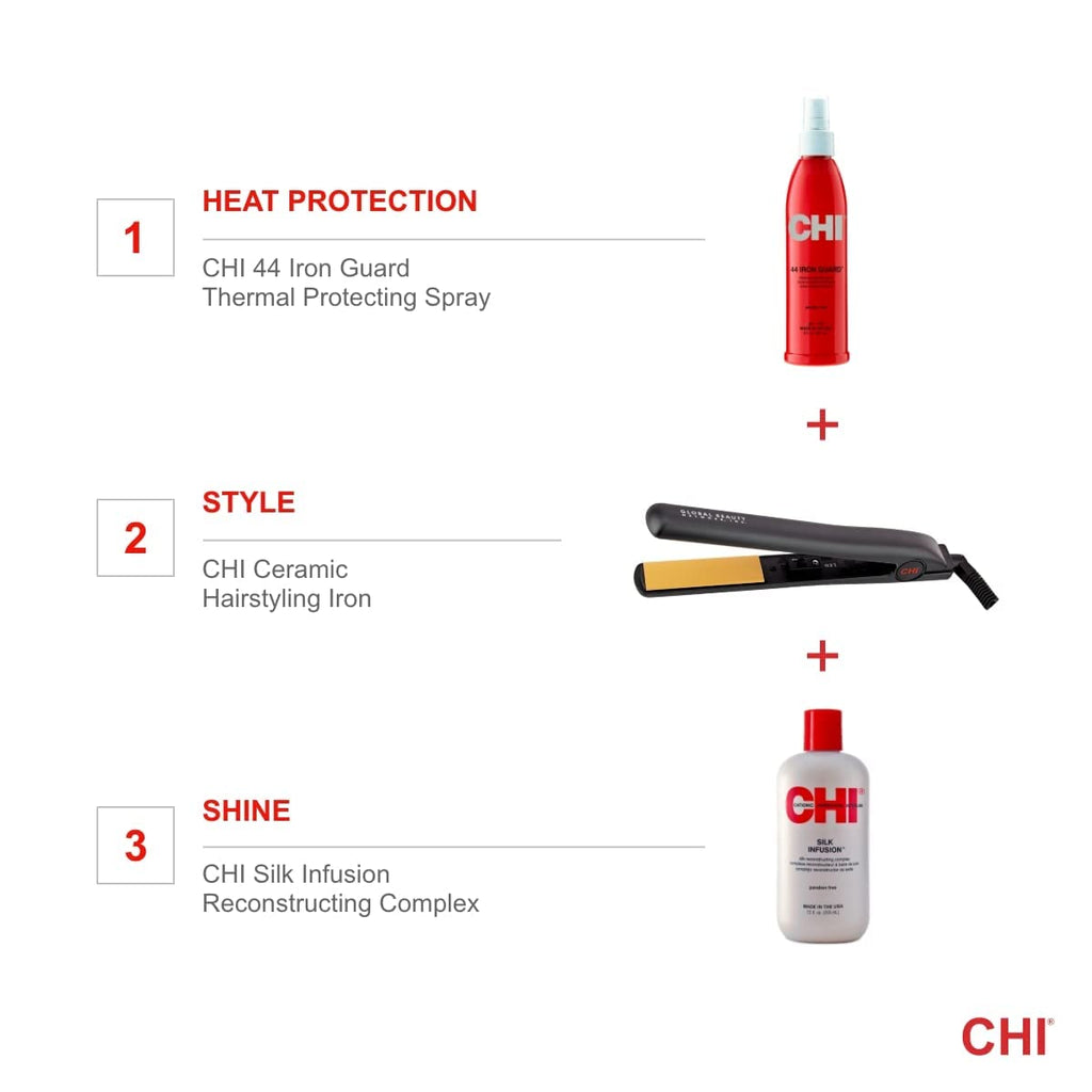 CHI Original 1" Ceramic Hair Straightener Flat Iron for Styling, Advanced Ceramic Technology for Frizz-Free Smooth Shine, Floating Plates for Easy Glide, Analog On/Off Switch, Salon-Quality Results