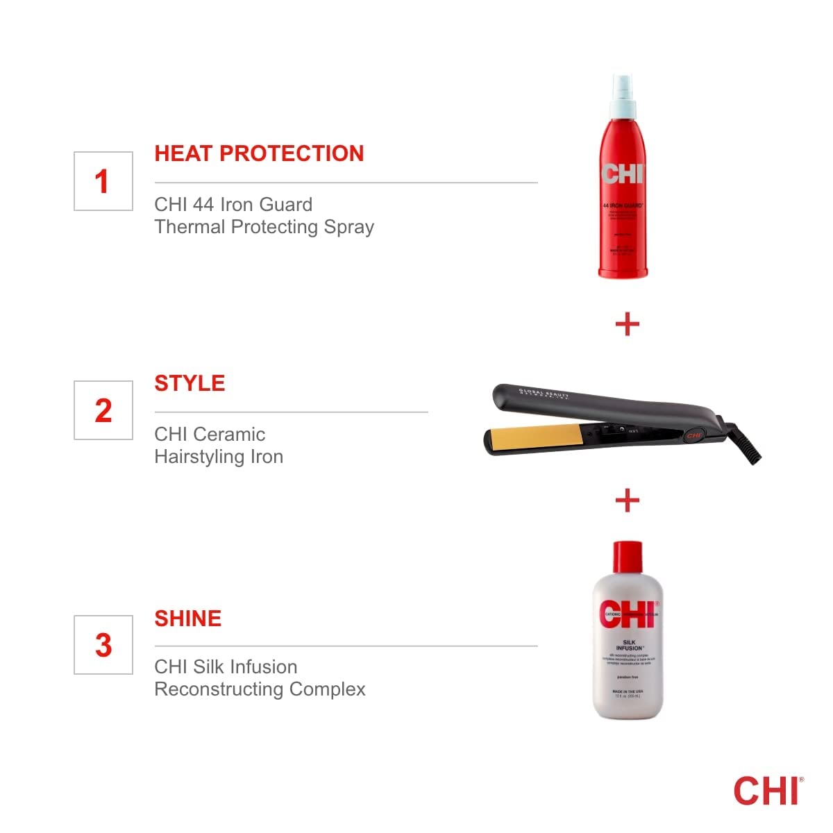 CHI Original 1" Ceramic Hair Straightener Flat Iron for Styling, Advanced Ceramic Technology for Frizz-Free Smooth Shine, Floating Plates for Easy Glide, Analog On/Off Switch, Salon-Quality Results