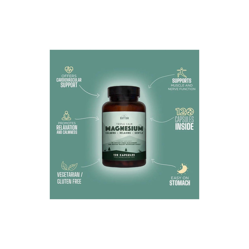 Buy now Natural Rhythm Triple Calm Magnesium 150 mg - 120 Capsules â€“ Magnesium Complex Compound Supplement with Magnesium Glycinate, Malate, and Taurate. Calming Blend for Promoting Rest and Relaxation. at indiglob india