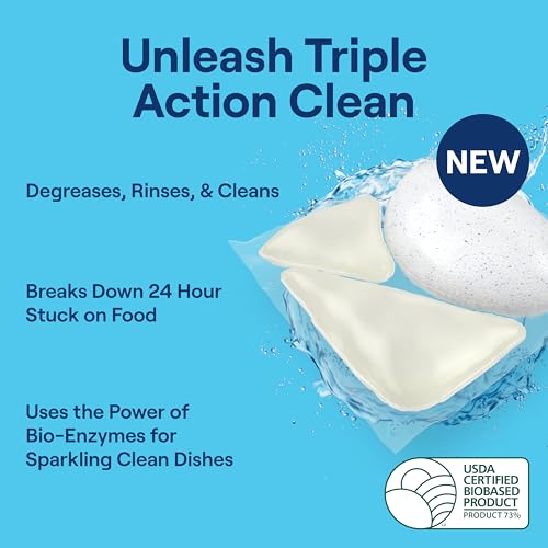 Buy now Seventh Generation Triple Action Clean Automatic Dishwasher Detergent Packs with Bio-Enzyme Power, Free & Clear, Fights 48-hour Stuck-on Food, 54 count at indiglob india
