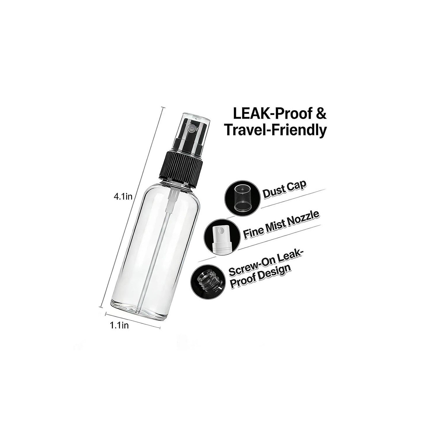 1 Oz Travel Spray Bottles, Thickened Reusable Refillable Plastic Sprayers 2 Pack