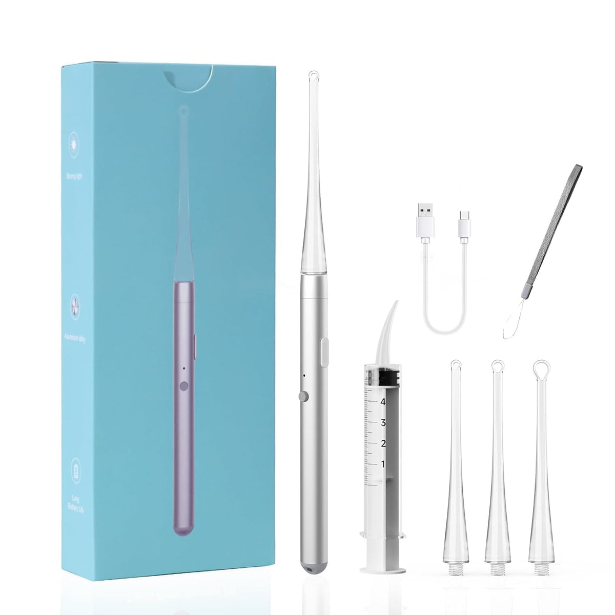 Easy Tonsil Stone Remover- Electronic Tonsil Stone Removal Kit with Aluminum Alloy Body, Built-in LED Light & Flexible Probe - Painless Tonsillolith Remover Tool for Bad Breath - Rechargeable
