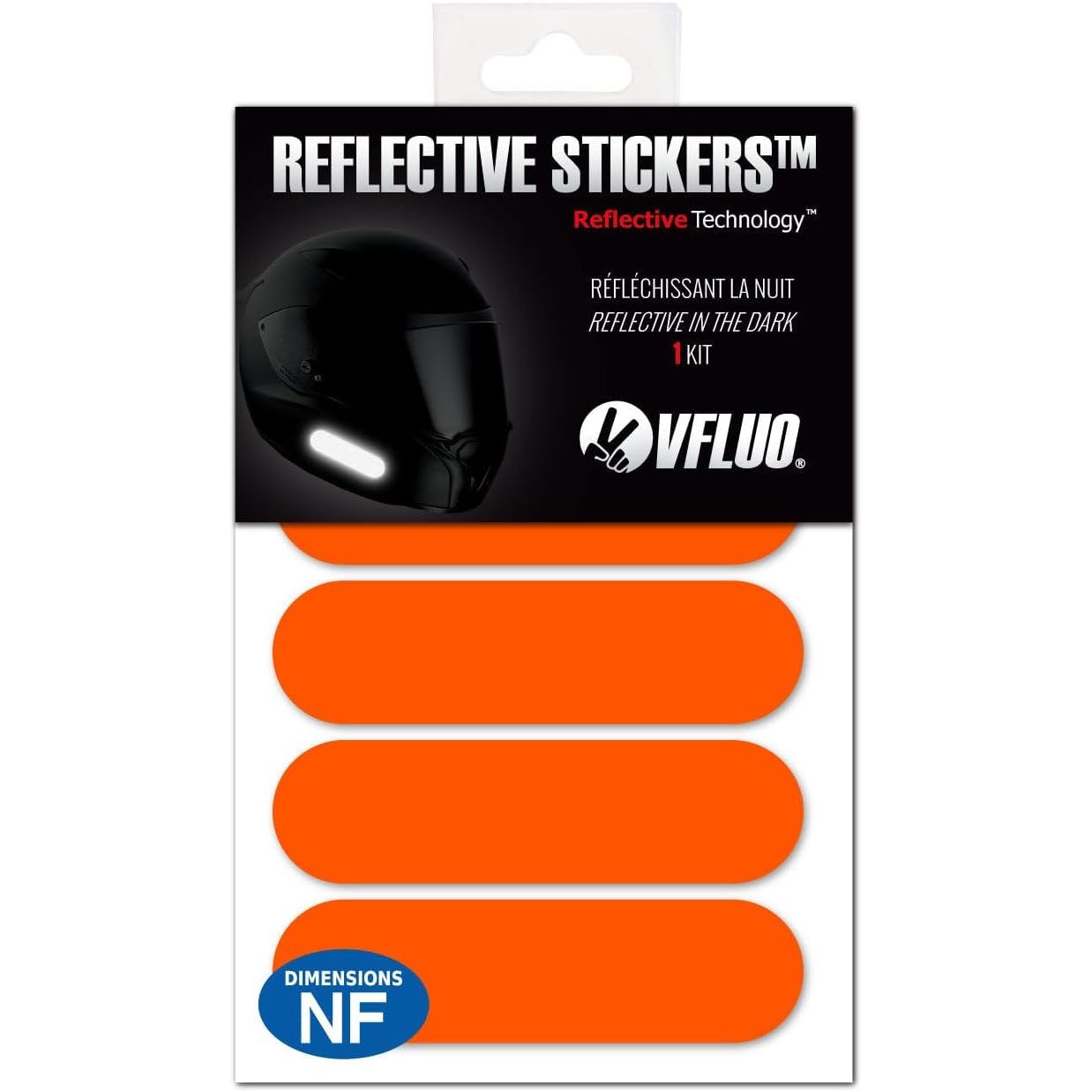 Buy now VFLUO - Kit 4 Retro Reflective Stripes Stickers for Mortorcyle Helmet - Stickers Approved to FR Dimension - High Visibility, 3M™ Technology - Discreet and design - Maximum Grip 1 Orange at indiglob india