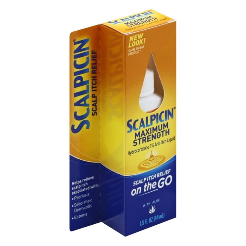 Scalpicin Maximum Strength Scalp Treatment Liquid for Itchy Scalp, Seborrheic Dermatitis & Psoriasis Scalp Treatment, Fragrance-Free, 1.5 fl oz