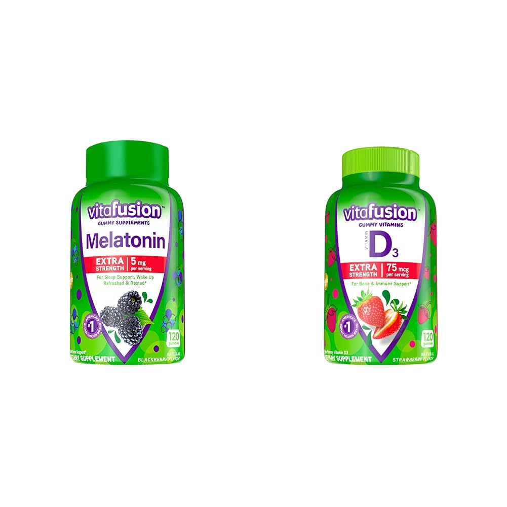Vitafusion Melatonin Gummies | 5mg | 120 Count | Extra Strength Gummy | for Adult Women and Men | Blackberry Flavor | Gluten and Dairy-Free Supplement