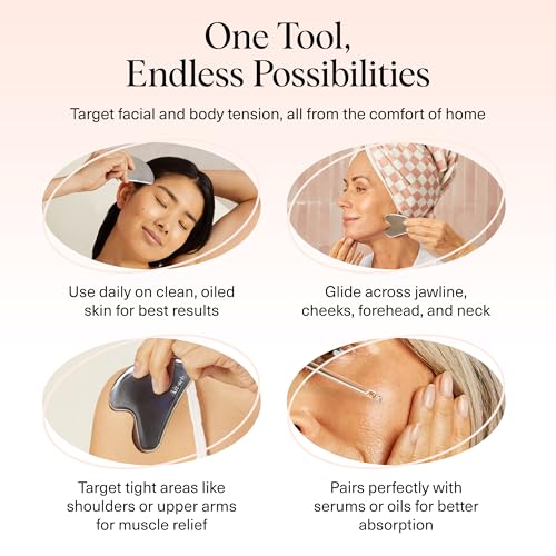 Buy now Kitsch Stainless Steel Gua Sha Facial Tools - Guasha Tool for Face, Face Sculpting Tool, Jawline Shaper, Double Chin Reducer, Body Gua Sha Tools, Lymphatic Drainage Massager, Facial Skin Care - Silver at indiglob india