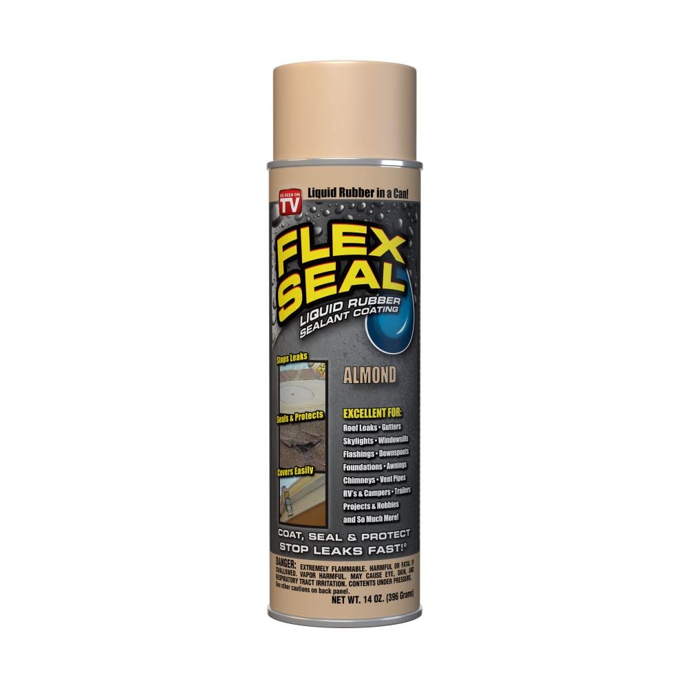 Buy now Flex Seal, 14 oz, Clear, Stop Leaks Instantly, Transparent Waterproof Rubber Spray On Sealant Coating, Perfect for Gutters, Wood, RV, Campers, Roof Repair, Skylights, Windows, and More Almond 14 oz (Pack of 1) at indiglob india