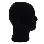 MapofBeauty Black Velvet Foam Mannequin Head Male Display Wig Stand, Black