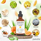Buy now PURA D'OR 20% Vitamin C Facial Serum 4 Oz - Antioxidant Blend with Retinol, Hyaluronic Acid, Vitamin E & Ferulic Acid - Hydrating Lightweight Skincare Formula - Men and Women Daily Use Skin Care Plus at indiglob india