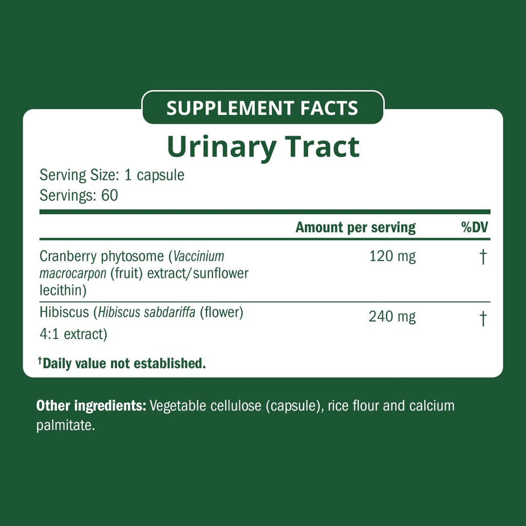 Urinary Tract Cleanse & Protect - Urinary Tract Health for Women, Cranberry Supplement for Women with Standardized Hibiscus, Daily Bladder Support Supplement, 60 Vegan Capsules