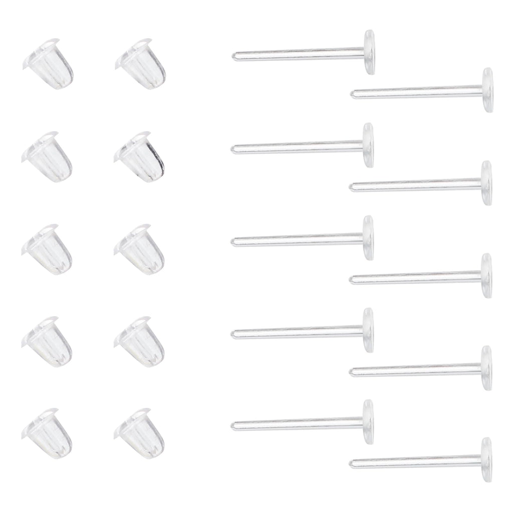 3mm Invisible Plastic Earrings Blank Pins Stud Tiny Head Findings DIY Supplies (200 pieces/100 Pairs)