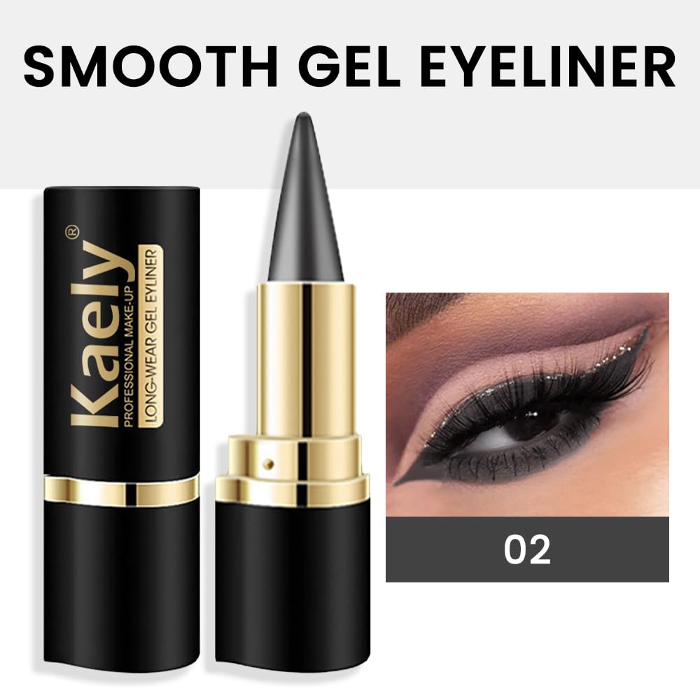 Kaely 2Pcs Gel Eyeliner Pencil set features smooth, long-wear formulas in sleek packaging. 100% authentic makeup for stunning eyes.