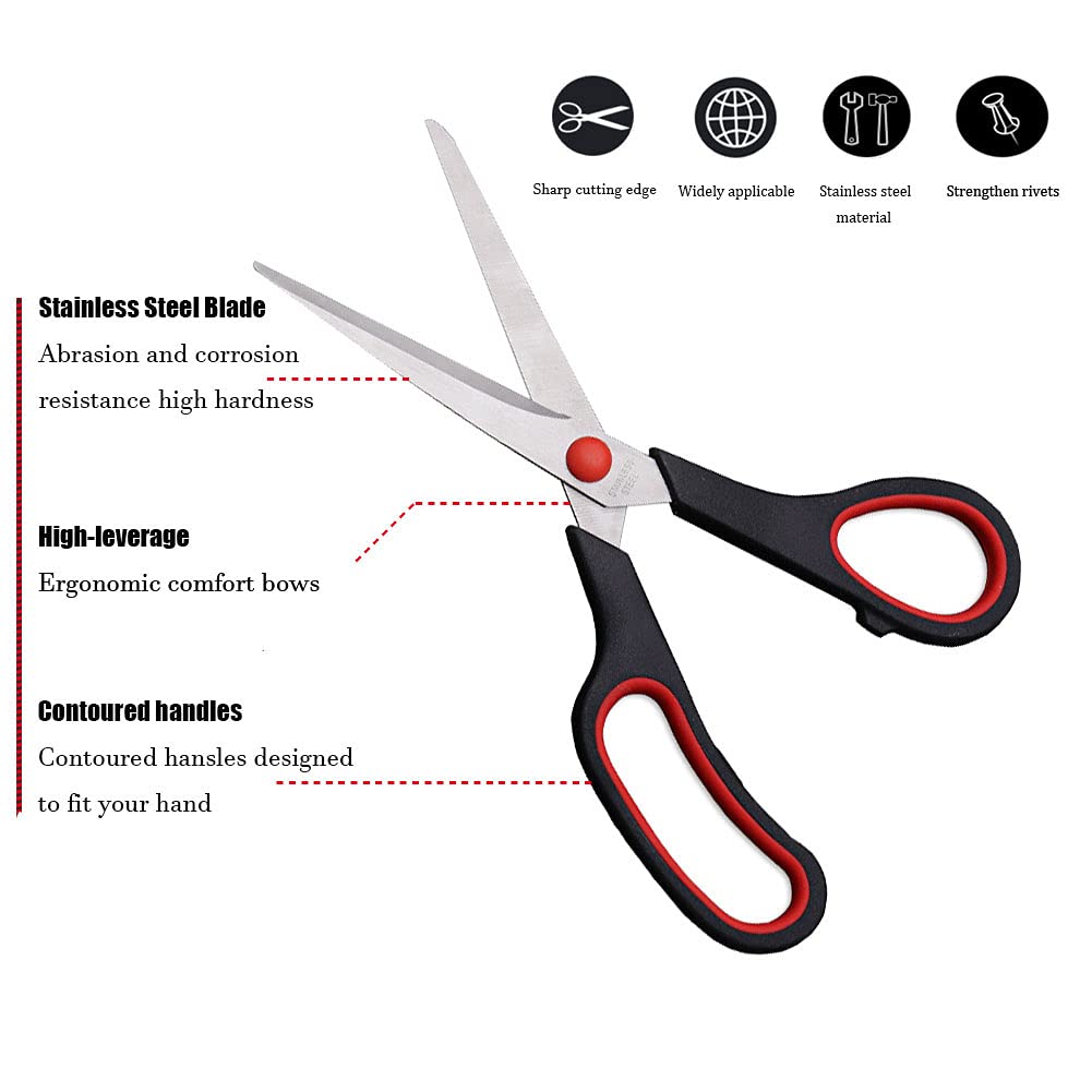 Scissors, Multipurpose office Scissors,8.5 Inch Ultra Sharp Shears, Comfort-Grip Handles Household scissors，Sturdy Sharp Craft Supplies - Pack of 5, Right/Left Hande