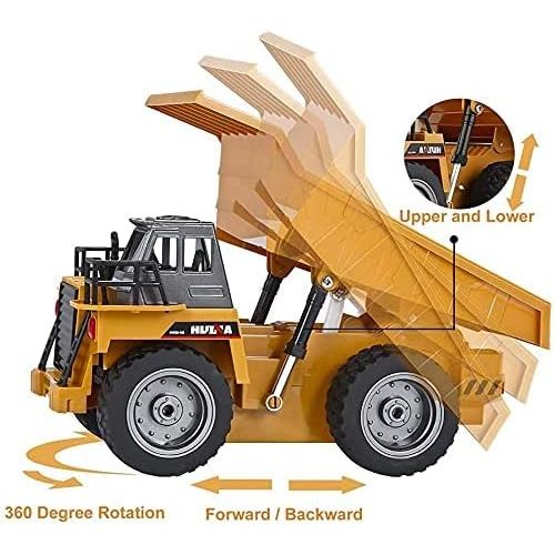 Buy now Remote Control Construction Dump Truck Toy 2.4G RC Truck 6 Channel Bulldozer 4 Wheel Driver Mine Construction Alloy Metal Vehicle Truck 1:18 with 2 Rechargeable Batteries for Boys Birthday Xmas Gift at indiglob india