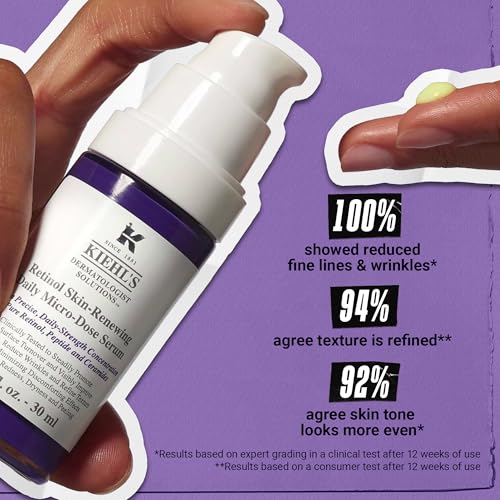 Buy now Kiehl's Daily Micro-Dose Anti-Aging Retinol Facial Serum, Reduces Wrinkles, Firms Skin, Evens Skin Tone, Youth Renewing & Hydrating Formula, with Retinol & Ceramides, Paraben-free, Fragrance-free at indiglob india