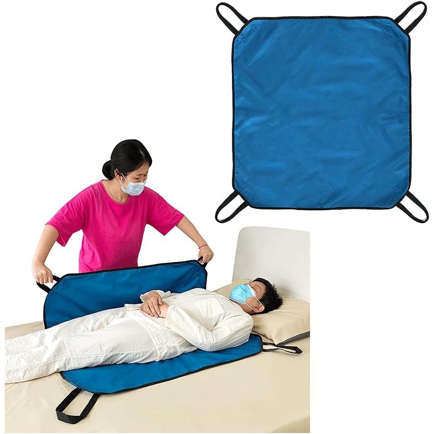 Buy now NEPPT Positioning Bed Pads for Elderly Transfer Sheet Hospital Bed Blanket Bedridden Patient Turning Body Lift Assist Draw Sheets with Handles for Pull, Slide, Repositioning, Transferring (48" X 40") Blue-39" X 46" at indiglob india