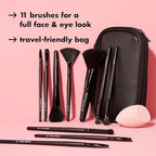 Buy now e.l.f. Full Face & Eye Makeup Brush Set with Travel Case, 11 Face & Eye Brushes For Creating A Full Face Makeup Look, Vegan & Cruelty-Free at indiglob india