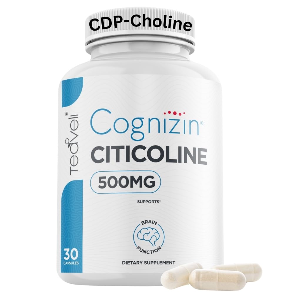 Teaveli Citicoline 500mg CDP Choline Supplement, Cognizin, 30 Capsules