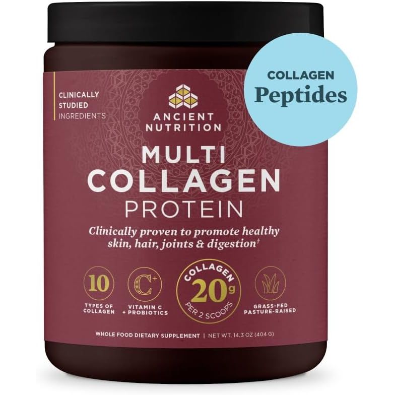 Buy now Ancient Nutrition Collagen Powder Protein with Probiotics, Unflavored Multi Collagen Protein with Vitamin C, 45 Servings, Hydrolyzed Collagen Peptides Supports Skin and Nails, Gut Health, 16oz 40 Servings Unflavored at indiglob india