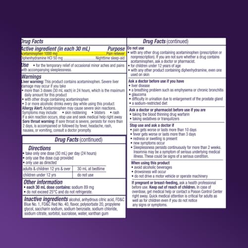 Buy now Vicks PainQuil Pain Relief Acetaminophen 1000mg Max Strength Adult Pain Reliever Liquid 12oz, Backache Headache Relief, 1 Nighttime Pain Reliever + Sleep Aid at indiglob india