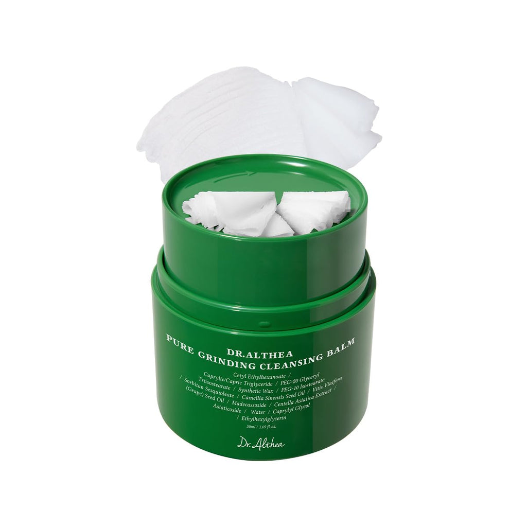Dr.Althea Pure Grinding Cleansing Balm, Korean Vegan Skin Care, 1.69 Fl Oz | Hygienic One-Step Waterproof Makeup Remover with Madecassoside, Gentle Sorbet Texture for Sensitive Skin, Travel Essentials