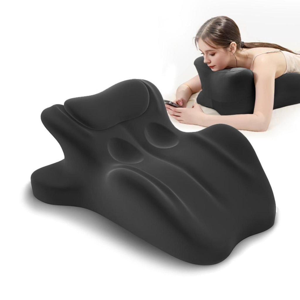 Ergonomic Memory Foam Wedge Pillow, 27° Bed Wedge Support, Black